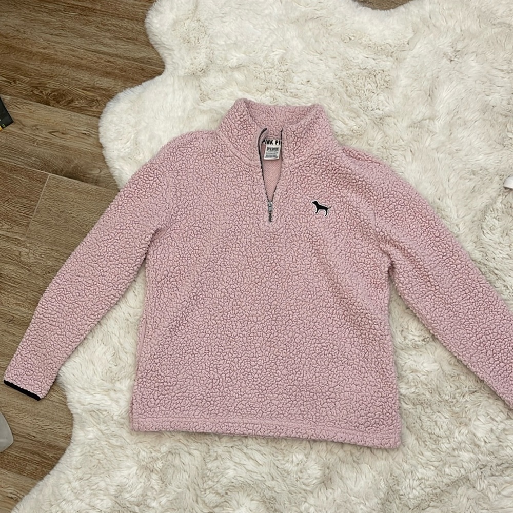 PINK XS Teddy Pullover Sweatshirt